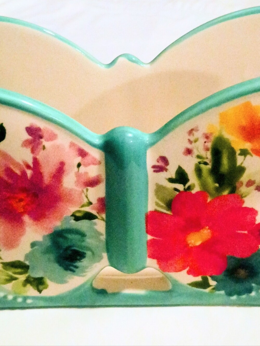 The Pioneer Woman Turquoise Floral Ceramic Napkin Holder